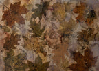 Watermarked preview of Autumn Impressions, a layered maple-leaf background in earthy muted tones. Purchased files are watermark-free.
