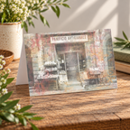 Morning at the Panificio landscape greeting card featuring an Italian bakery storefront.