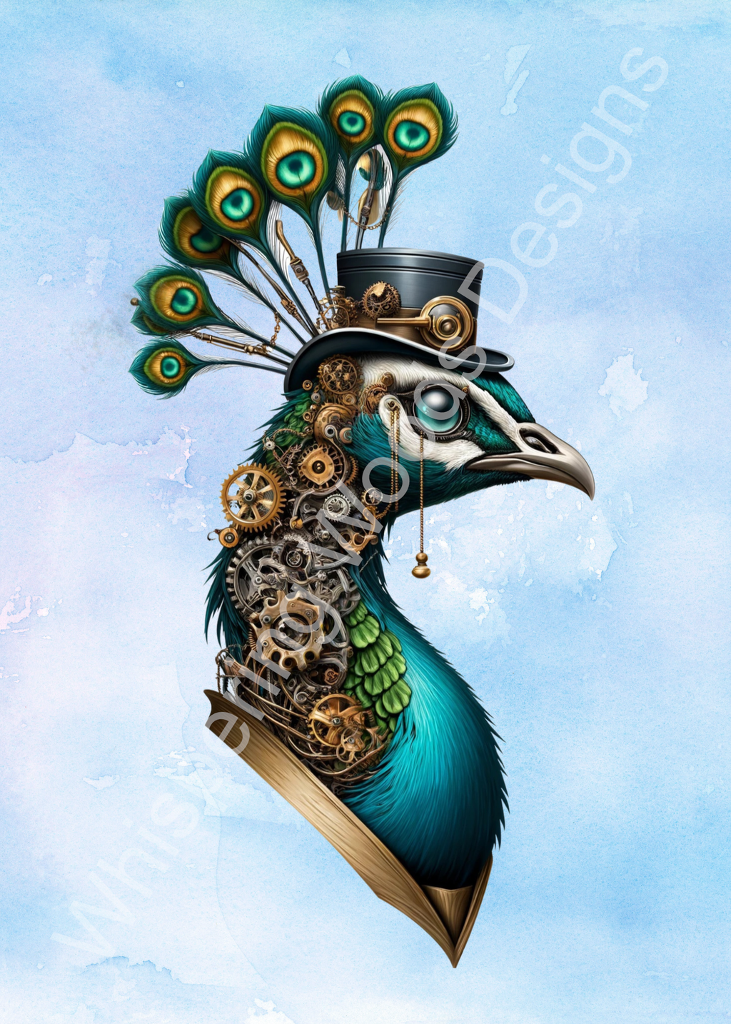 The Clockwork Peacock | Printable Artwork + Card Template